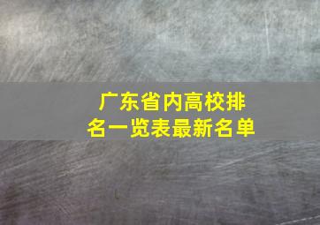 广东省内高校排名一览表最新名单