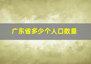 广东省多少个人口数量