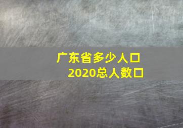 广东省多少人口2020总人数口