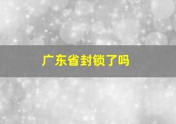 广东省封锁了吗