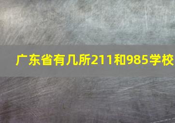 广东省有几所211和985学校