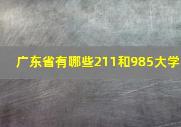 广东省有哪些211和985大学