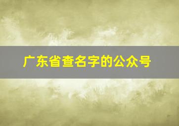 广东省查名字的公众号