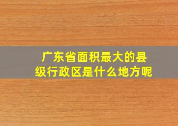 广东省面积最大的县级行政区是什么地方呢