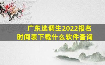 广东选调生2022报名时间表下载什么软件查询