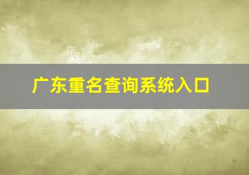 广东重名查询系统入口