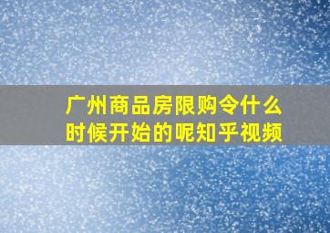 广州商品房限购令什么时候开始的呢知乎视频