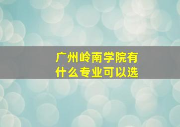 广州岭南学院有什么专业可以选