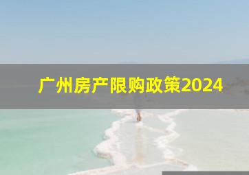 广州房产限购政策2024