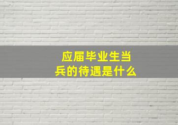 应届毕业生当兵的待遇是什么