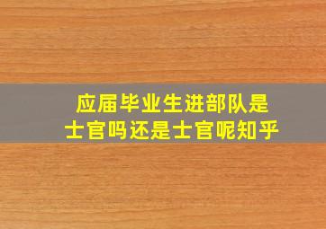 应届毕业生进部队是士官吗还是士官呢知乎