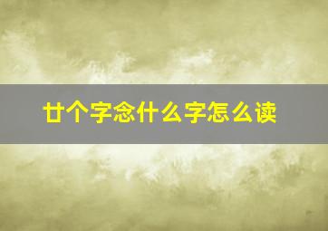 廿个字念什么字怎么读