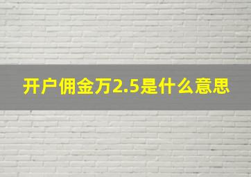 开户佣金万2.5是什么意思