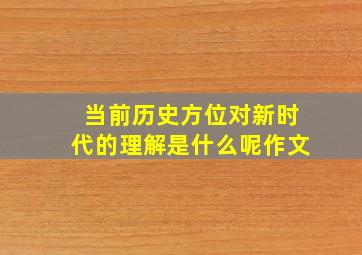 当前历史方位对新时代的理解是什么呢作文