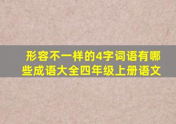 形容不一样的4字词语有哪些成语大全四年级上册语文