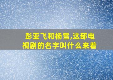 彭亚飞和杨雪,这部电视剧的名字叫什么来着