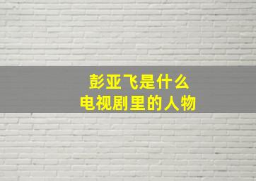 彭亚飞是什么电视剧里的人物