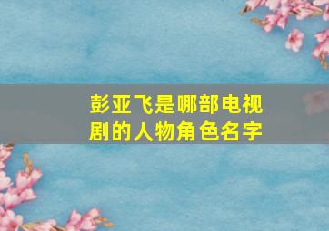 彭亚飞是哪部电视剧的人物角色名字