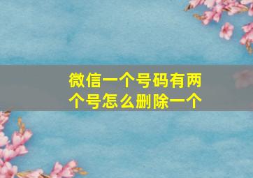 微信一个号码有两个号怎么删除一个