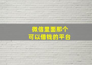 微信里面那个可以借钱的平台