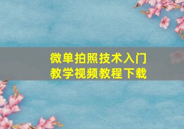 微单拍照技术入门教学视频教程下载