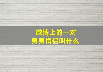 微博上的一对男男情侣叫什么