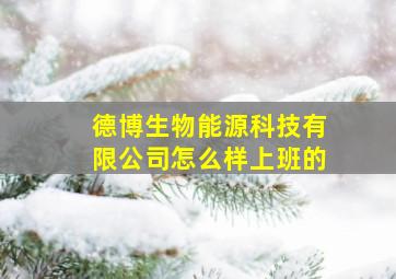 德博生物能源科技有限公司怎么样上班的