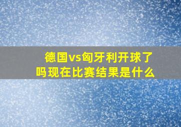 德国vs匈牙利开球了吗现在比赛结果是什么