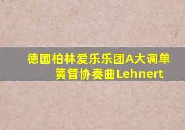 德国柏林爱乐乐团A大调单簧管协奏曲Lehnert