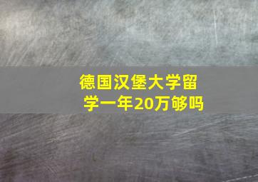 德国汉堡大学留学一年20万够吗