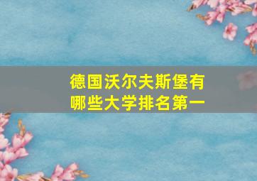 德国沃尔夫斯堡有哪些大学排名第一