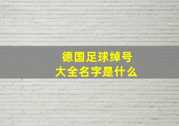 德国足球绰号大全名字是什么