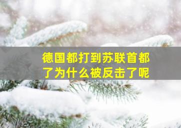 德国都打到苏联首都了为什么被反击了呢