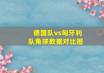 德国队vs匈牙利队角球数据对比图