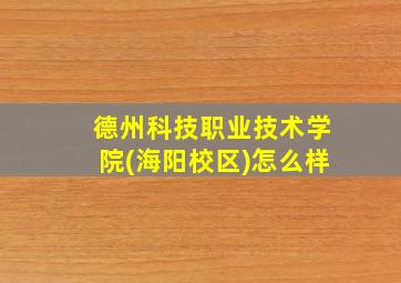 德州科技职业技术学院(海阳校区)怎么样