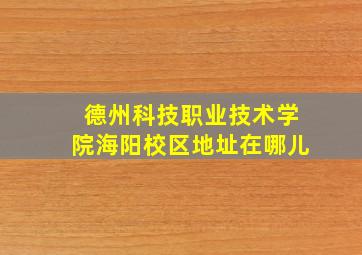 德州科技职业技术学院海阳校区地址在哪儿