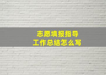 志愿填报指导工作总结怎么写