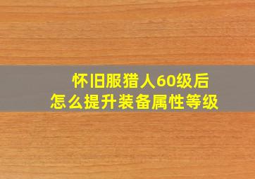 怀旧服猎人60级后怎么提升装备属性等级