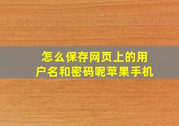 怎么保存网页上的用户名和密码呢苹果手机