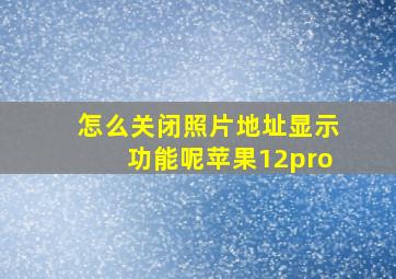 怎么关闭照片地址显示功能呢苹果12pro