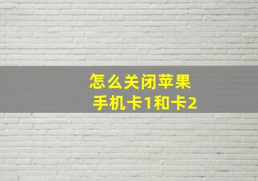 怎么关闭苹果手机卡1和卡2