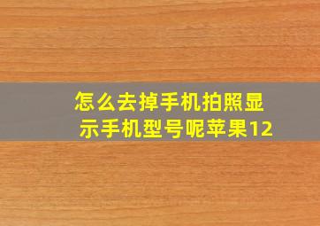 怎么去掉手机拍照显示手机型号呢苹果12