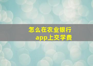 怎么在农业银行app上交学费