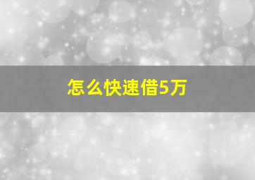 怎么快速借5万