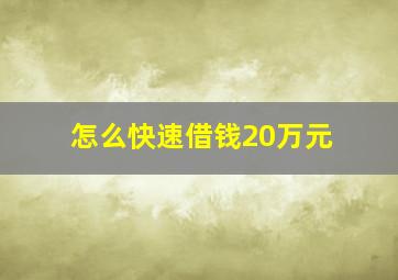 怎么快速借钱20万元