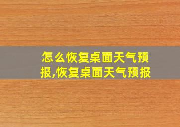 怎么恢复桌面天气预报,恢复桌面天气预报