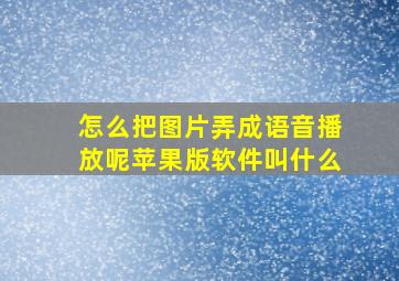 怎么把图片弄成语音播放呢苹果版软件叫什么