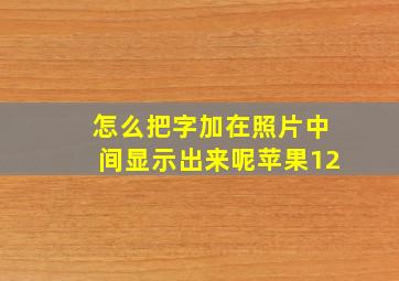 怎么把字加在照片中间显示出来呢苹果12