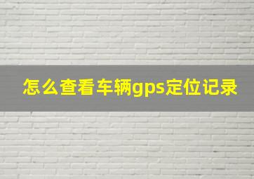 怎么查看车辆gps定位记录