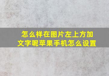 怎么样在图片左上方加文字呢苹果手机怎么设置